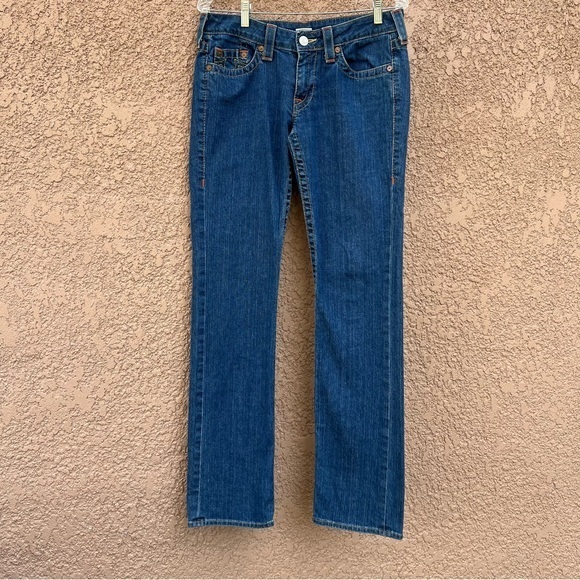 True Religion Y2K Bootcut Low Rise Jeans Size 30 Bling Pockets‎ Blue Wash - Picture 1 of 16